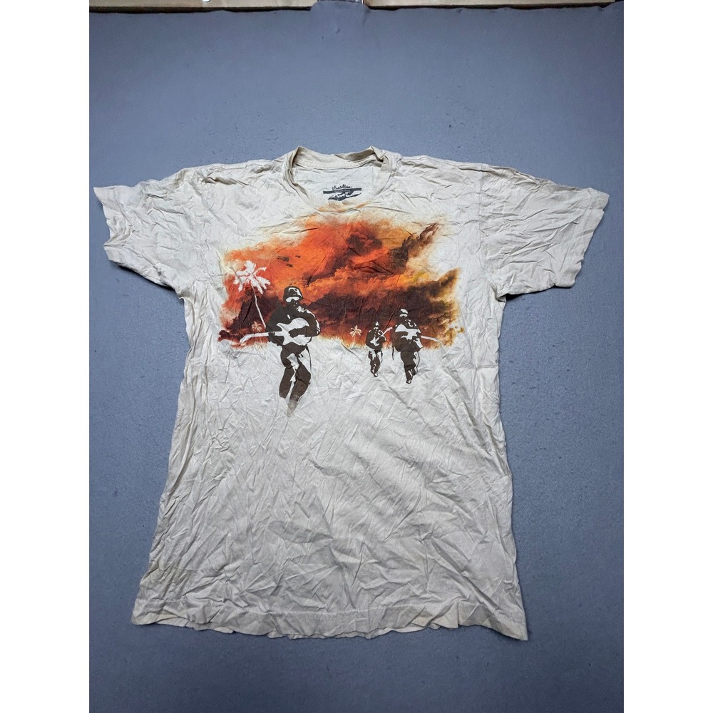 Threadless Art no War T Shirt 100 Cotton Cream Medium Mens